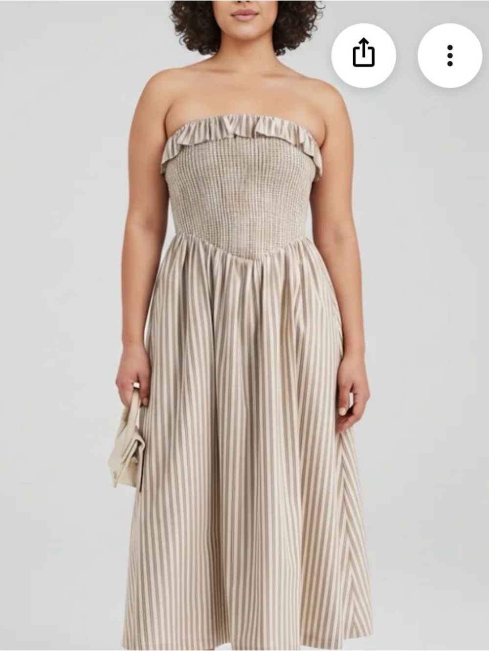 Abercrombie & Fitch Sydney Smocked Top Dip Waist Brown Stripe Midi Dress